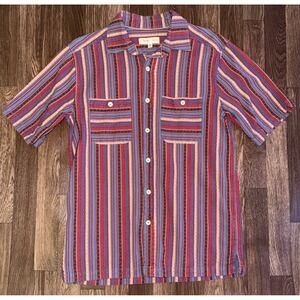 Territory Ahead Mens Short Sleeve Striped Button Up Shirt Colorful‎